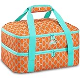 MIER Insulated Casserole Carrier Fits 9"x13" Baking Dishes/Foil Pans, Double Food Carriers Bag Thermal Holder for Hot or Cold Food Lasagna Lugger Potluck Parties Picnic Travel, Orange