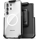 Encased Belt Case Designed for Samsung Galaxy S25 Ultra with Phone Holster Clip (Compatible with MagSafe Qi2) - Crystal Clear