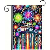 BlissYard Happy New Year Garden Flag Double Sided 12x18 Inch Firework Sparkle Night Sky Yard Flag Festive Outdoor Yard Decoration New Year Decorations for Outside lawn Celebrate Party Flag