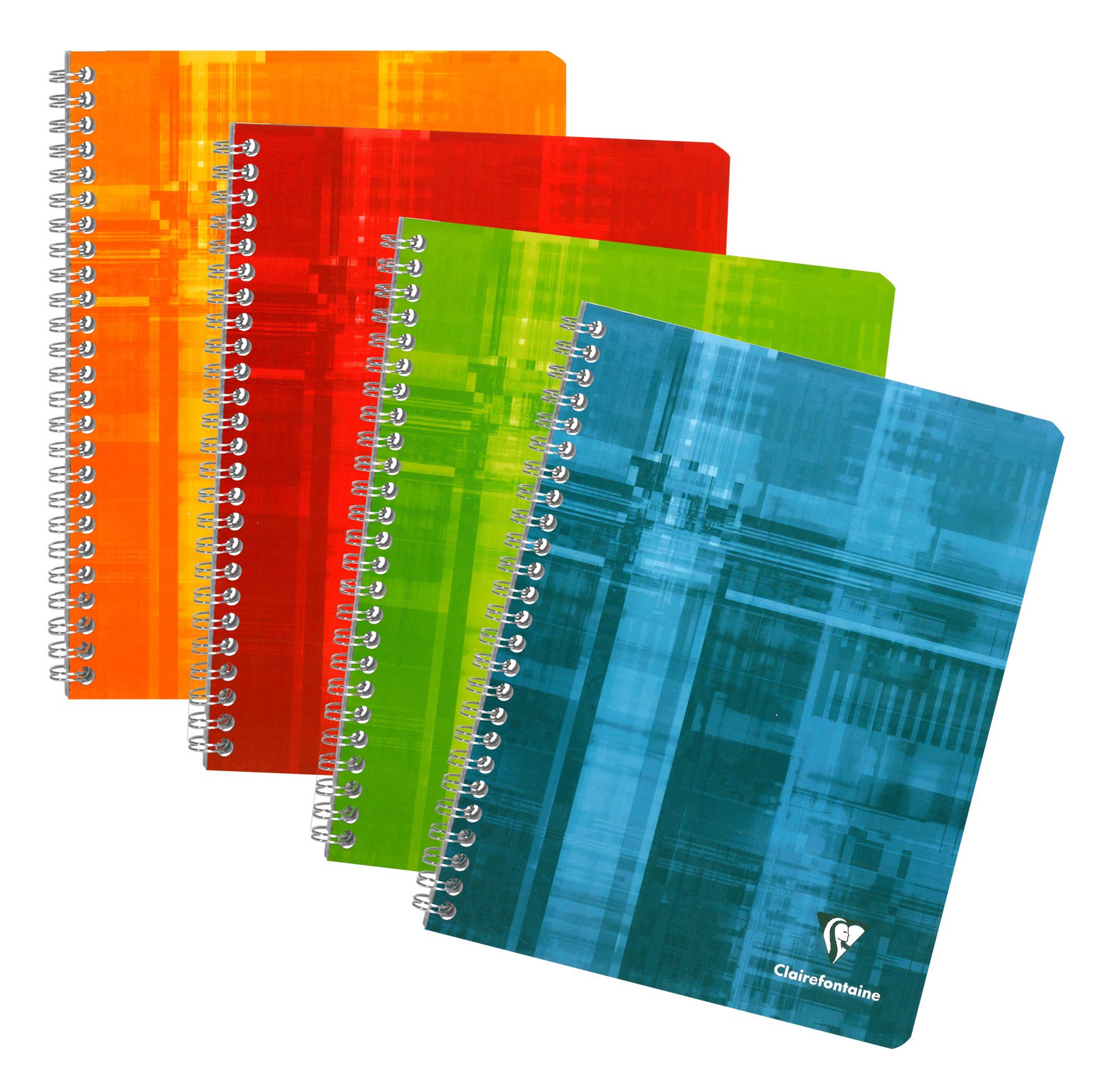 Clairefontaine 8762C Set of 5 Spiral Notebooks - 17x22 cm - 180 Small Squares Pages - White Paper 90 g - Laminated Card Cover - Random Colours
