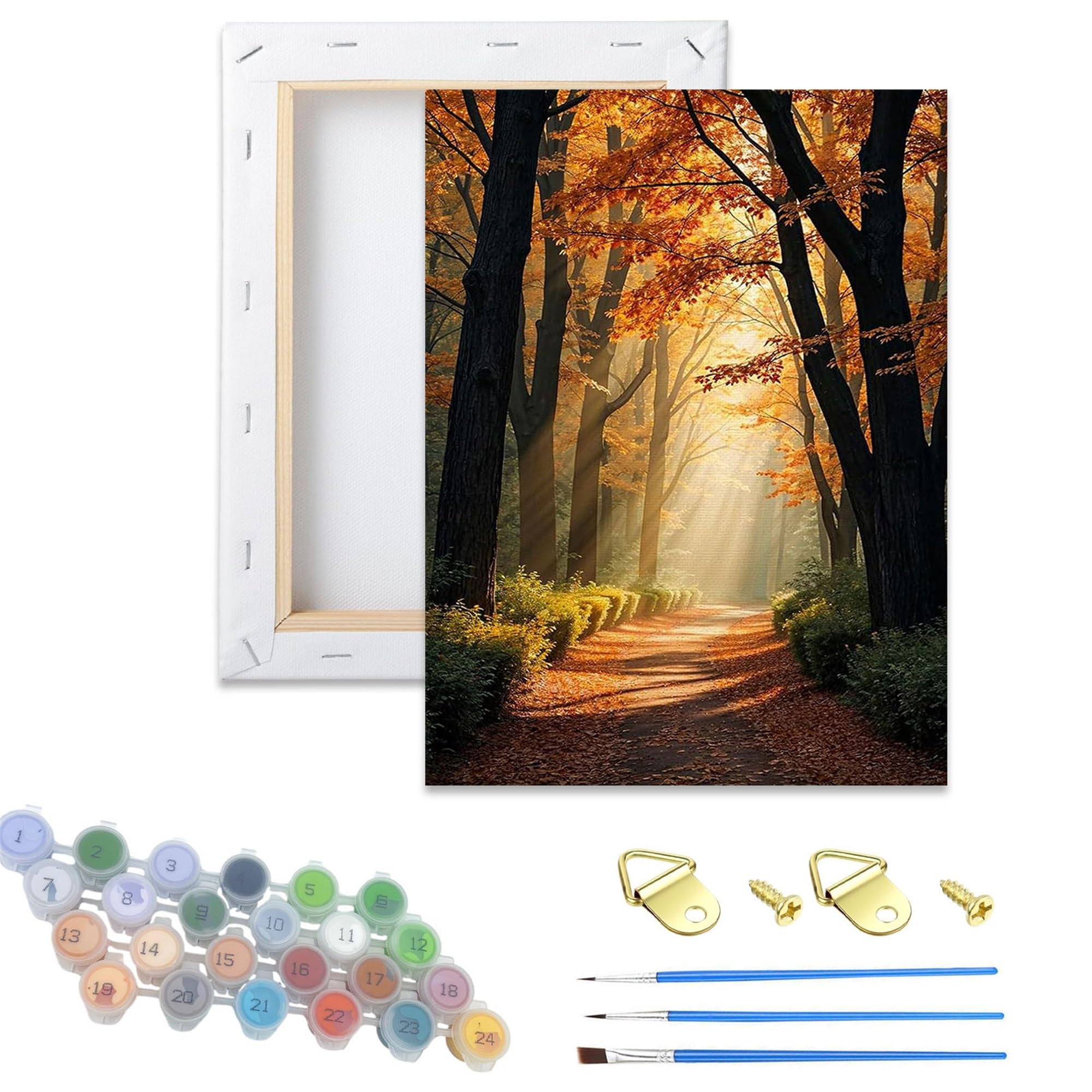 DSFEFV Wooden Framed Paint by Numbers Kits for Adults,DIY Painting Kit on Canvas, Color by Numbers Acrylic,Adult Paint by Number for Wall Decor and Gifts (Trees)