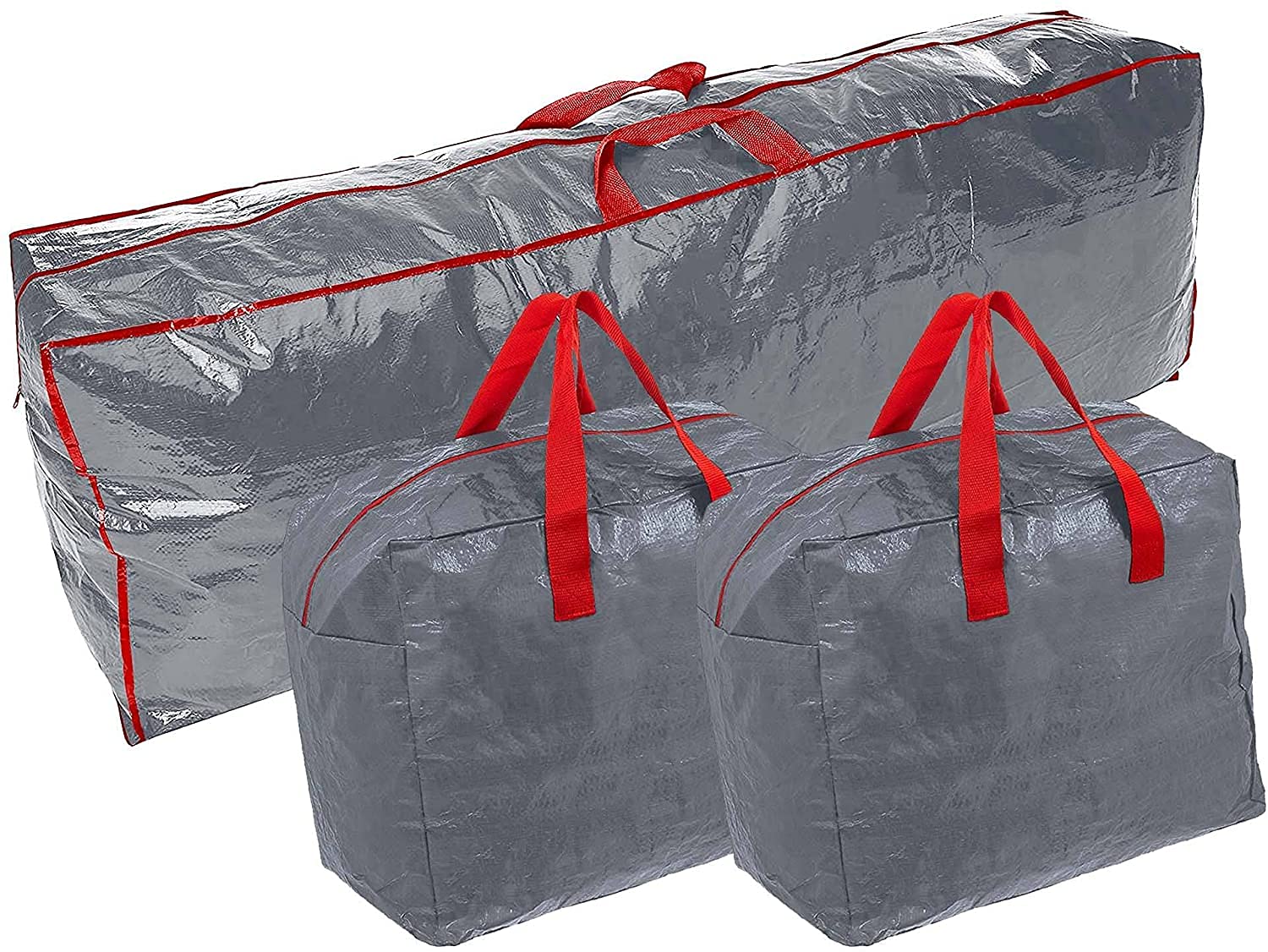 Ram® 3 X GREY Extra Large Christmas Tree Storage Bag With 2 x Christmas Decorations Bag For Baubles, Tinsel, String Lights