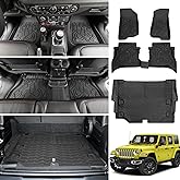 JTYZSM Cargo Mats for 2021-2025 Jeep Wrangler JL 4XE Floor Liners with Trunk Mat All Weather TPE Protector Rear Floor Trunk Liners for 2021 2022 2023 2024 2025 Wrangler JL 4XE 4 Door Accessories