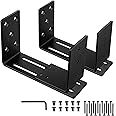 Adjustable Barricade Brackets (2pcs) - Drop Open Bar Holder for Security Door Reinforcement Steel U Bracket for Outswing and Inswing Doors or Gates