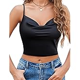 Avidlove Womens Silk Satin Camisole Y2k Tank Top Cowl Neck Cami Crop Trendy Going Out Tops
