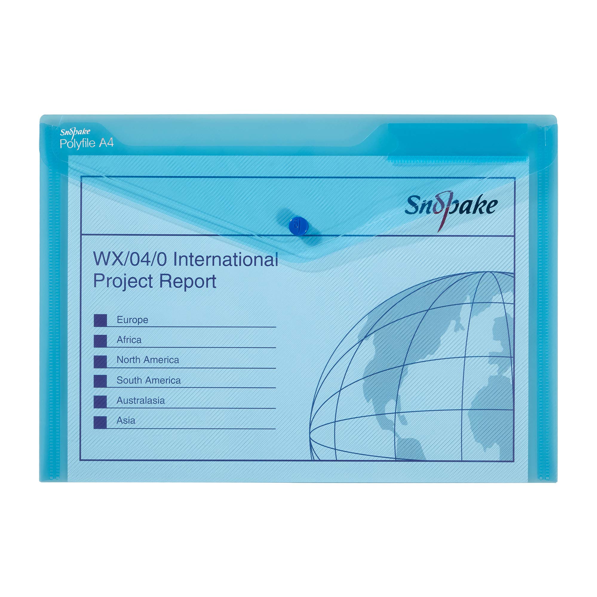 Snopake A4 Classic Blue Polyfile Popper Wallet [Pack of 5] Popper Wallet with Press Stud Closure and Index Tab [12838X]