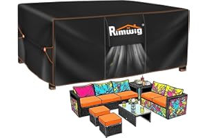 RIMWIG Patio Furniture Set Covers Waterproof, Outdoor furniture covers waterproof clearance, Sectional Sofa Couch Set Covers for Winter,Table Chair Cover Outside Rectangular Heavy Duty 90"Lx65"Wx28"H