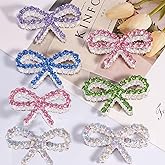 Frinnovan, 7 Pack Rhinestone Beads for Pens Metal Crystal Loose Large Spacer Bead Charms for Jewelry Making Keychain Earring Necklace Beadable DIY Crafts Cute Colorful (Bow 1)