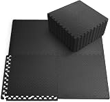 KAYMAN 16 Pack 60x60 cm Interlocking EVA Gym Floor Mats Black 62 sq ft