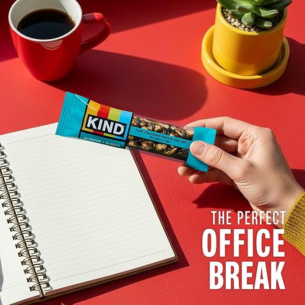 KIND NUT BARS, DARK CHOCOLATE NUTS AND SEA SALT, HEALTHY SNACKS, GLUTEN FREE, LOW SUGAR, 6G PROTEIN, 6 COUNT