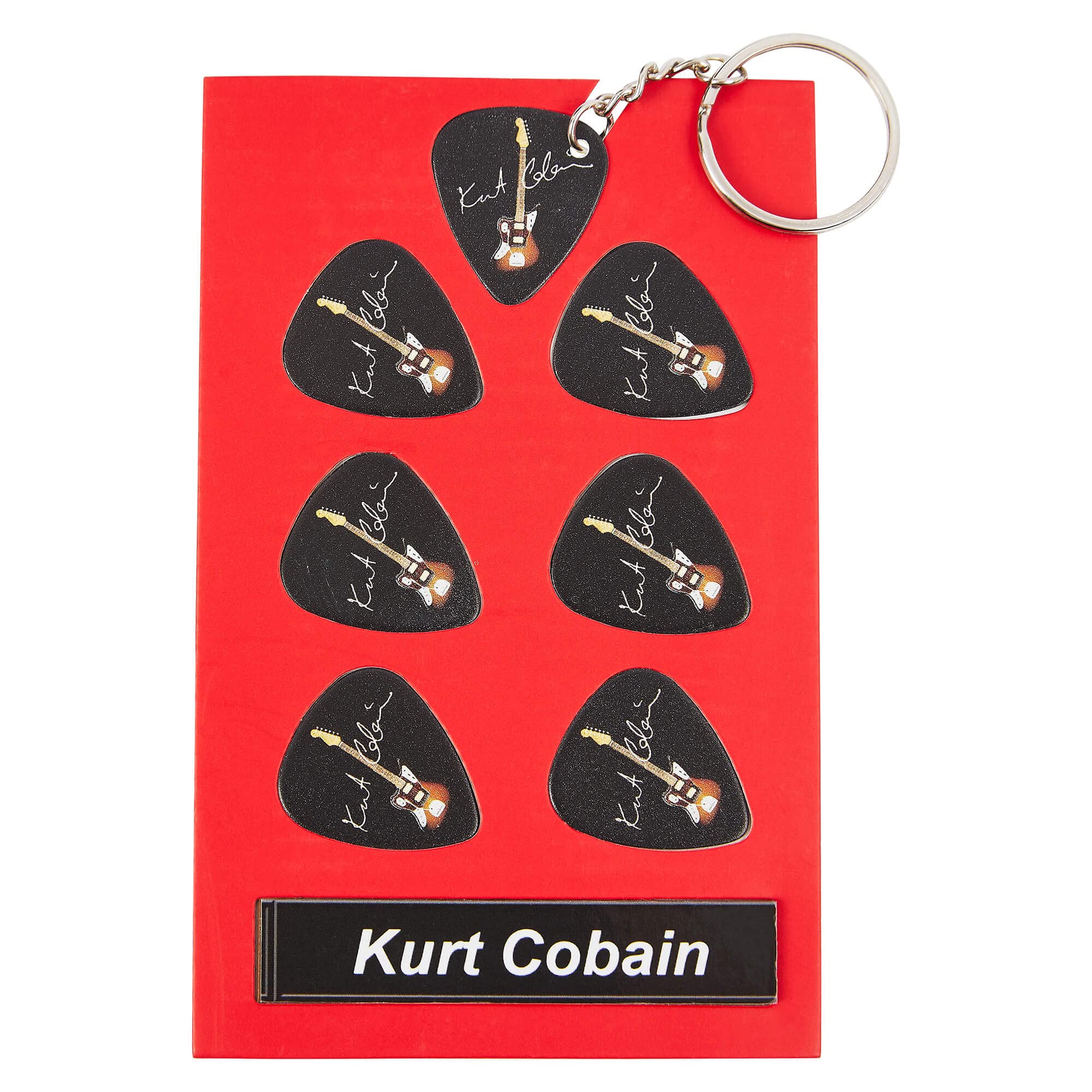 Kurt Cobain Guitar Plectrum Gift Set | 6 Artist Plectrums | 1 Artist Keyring