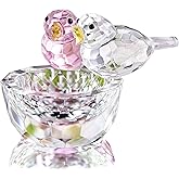 HDCRYSTALGIFTS 3.3'' Crystal Bird Figurine Collectible Art Glass Animal Figurines Table Home Decor Paperweight Valentine’s Day for Women