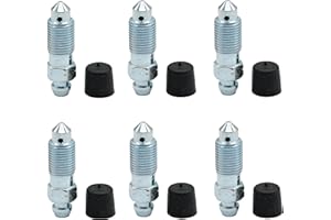 ABCZOK 6 PCS Brake Bleeder Screws, Bleeder Valve, Caliper Bleeder Screw with Rubber Cap M10x1.0-36.7mm, H9412-6, 104509