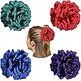 Dizila 4 Pieces Decorative Big Flower Hair Claw Clips Barrettes with Rhinestone Floral Bun Updo Holders Hair Grips Clamps Accessories for Women Girls Thick Long Hair