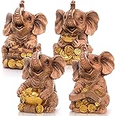 Pumtus 4 Pack Lucky Elephant Statues, Trunk Up Elephants Figurines, Wealth Resin Sculpture Decor, Elephant Ornament for Home Office Garden, Unique Gift for Housewarming Birthday