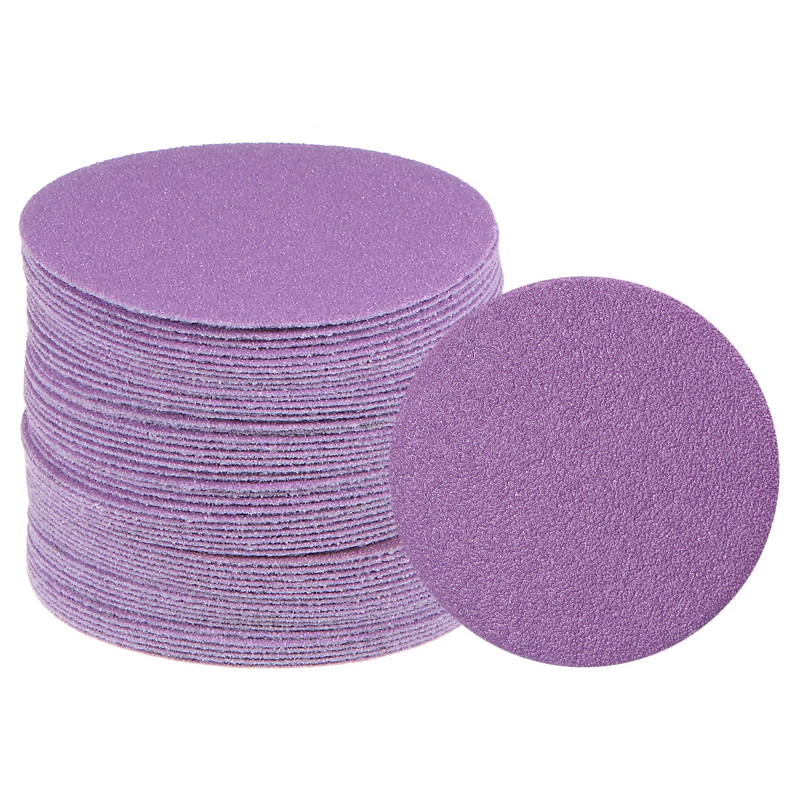 uxcell 50pcs 80 Grit Purple Sanding Discs 3 Inch Hook and Loop Aluminum Oxide Orbital Sanding Pads Paper Wet Dry Polish for Metal Woodworking Drywall