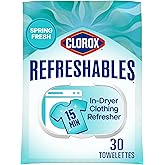Clorox Refreshables In Dryer Clothing Refresher, Spring Fresh, 30 Towelettes