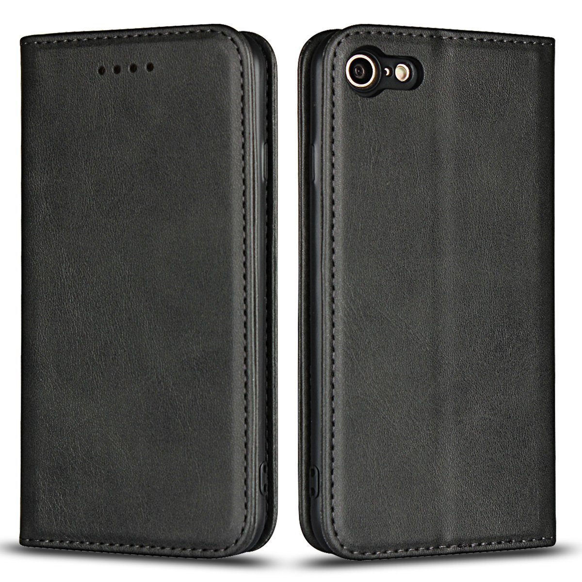 Copmob iPhone 7/8/SE2/SE 2020 Flip Wallet Leather Case [3 Slots] [Stand Function] [Magnetic Closure] Flip Case Cover for iPhone 7/8/SE2/SE 2020 – Black — image 1