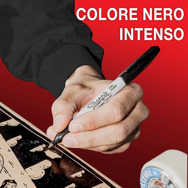 pennarelli indelebili | punta fine | inchiostro nero | scatola da 12