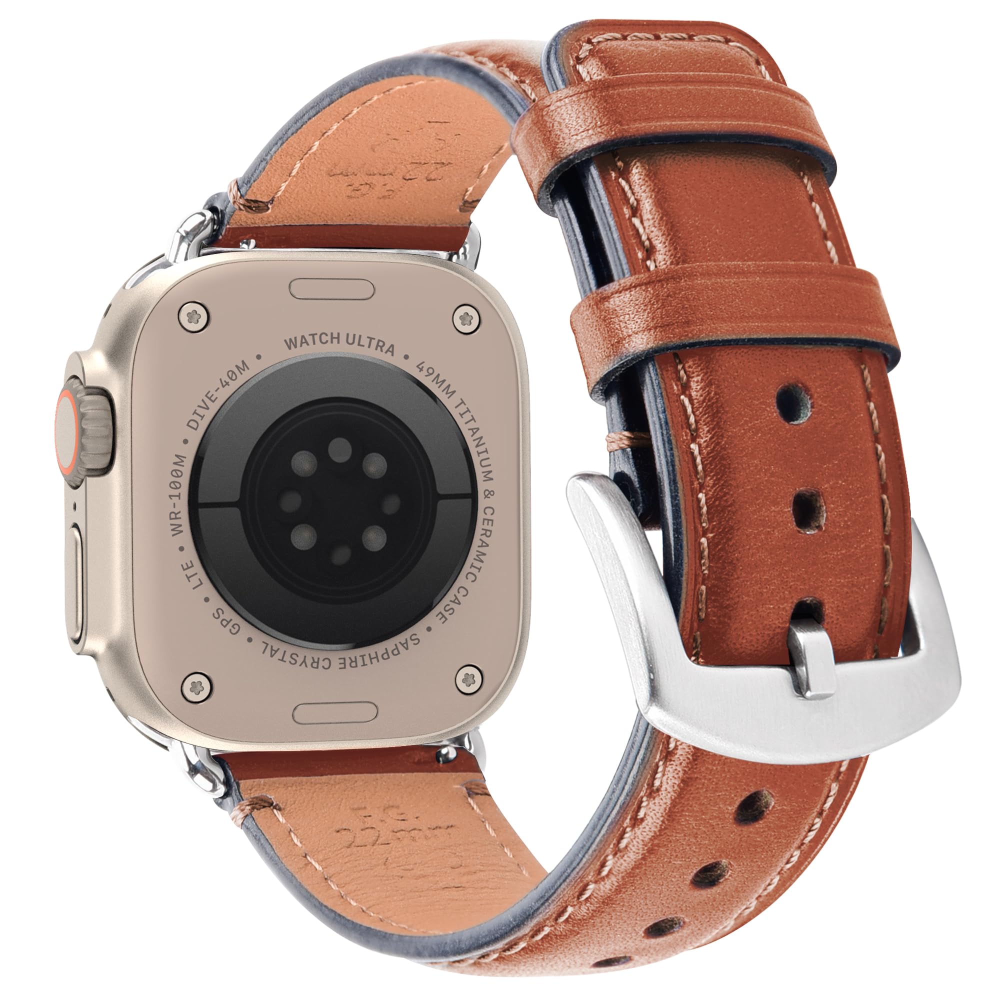 Wristitani Leather Strap Compatible with Apple Watch Strap 49mm 46mm 45mm 44mm 42mm 41mm 40mm, Men Women Genuine Leather Replacement Watch Strap Compatible with iWatch Ultra Series10 9 8 7 6 SE 5 4
