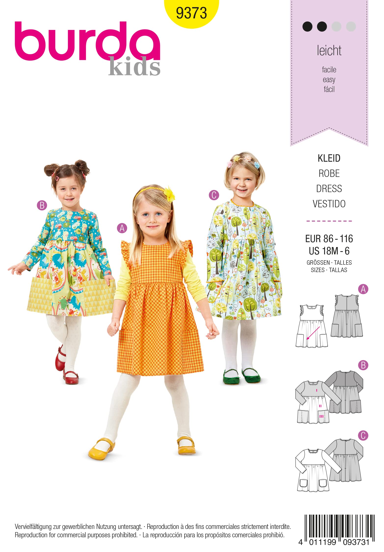 burdastyle Sewing Pattern B9373 Children's Dresses