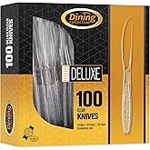 Dining Collection Clear Plastic Knives - 100 Pack – Durable, Recyclable, Disposable Knives – Great for Everyday, Parties & Ev