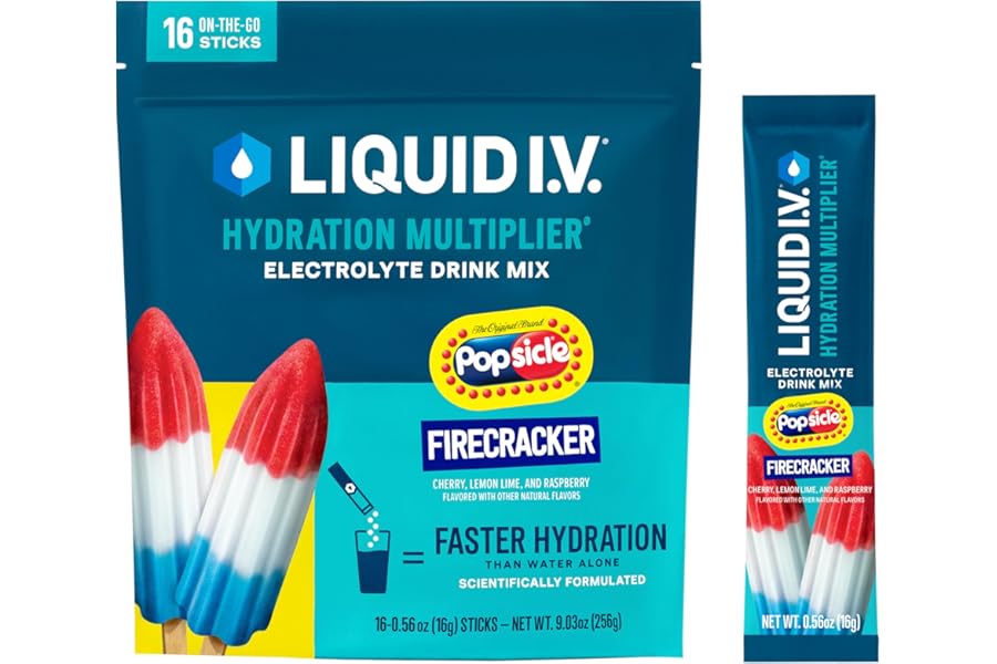 Liquid I.V.® Hydration Multiplier - Popsicle Firecracker | Electrolyte Powder Drink Mix | 1 Pack (16 Servings)