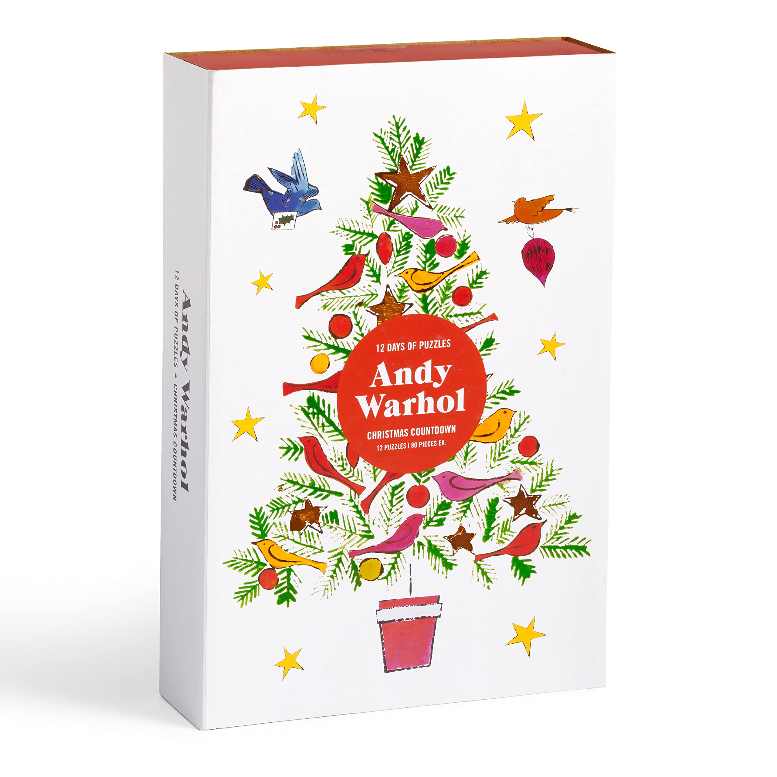 Galison Andy Warhol Christmas Countdown – 12 Days of Puzzles Featuring Iconic Whimsical Warhol 1950s Christmas Paintings Drawings and Prints