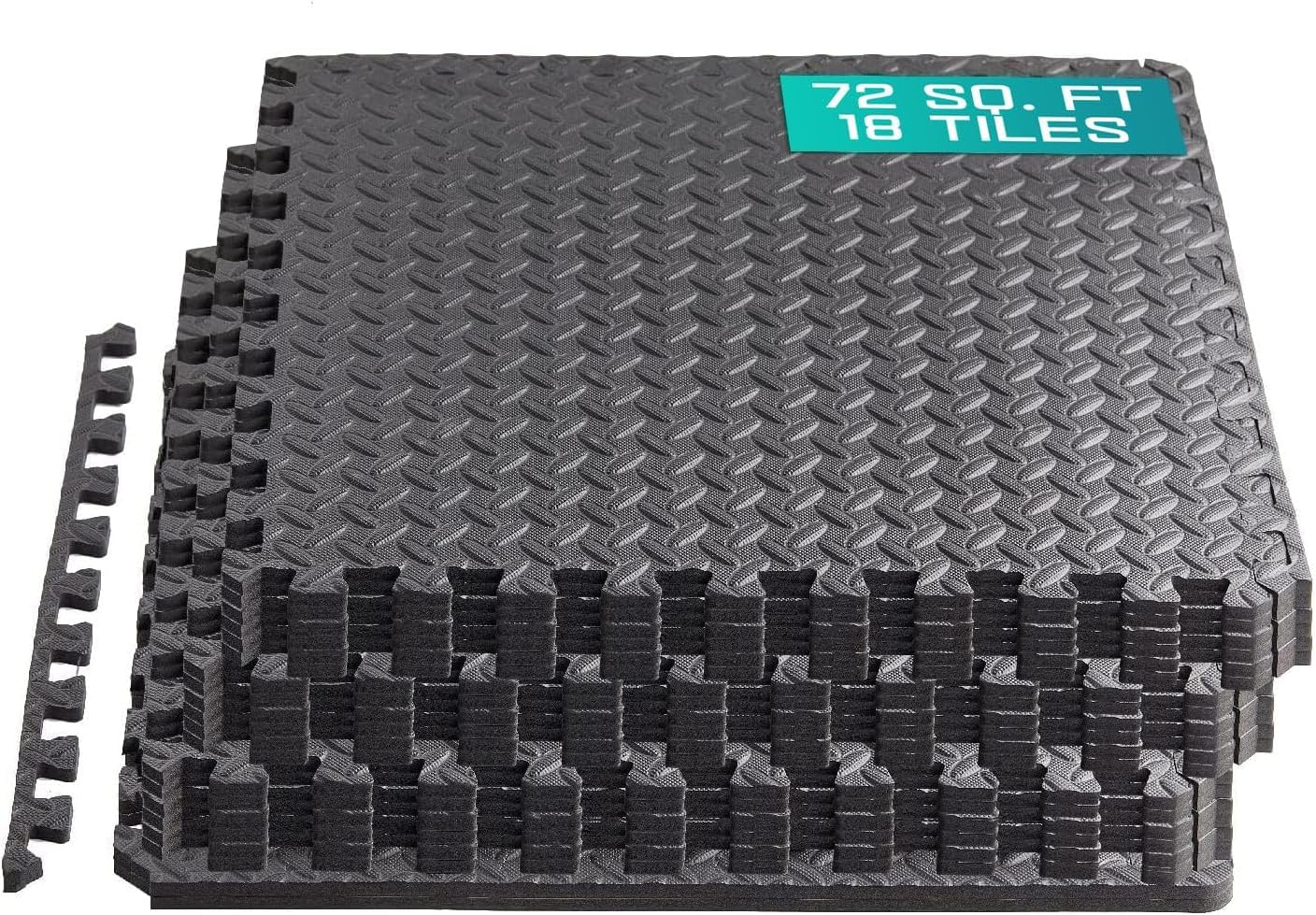 Yes4All EVA Interlocking Mats, Puzzle Floor Tiles, Foam Floor Padding with Border for Furniture, Home Space, Living Room, Garage 72 SQFT Image