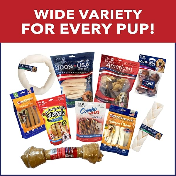 PET FACTORY 100% MADE IN USA BEEFHIDE 5″ CHIP ROLLS DOG CHEW TREATS – NATURAL FLAVOR, 18 COUNT/1 PACK