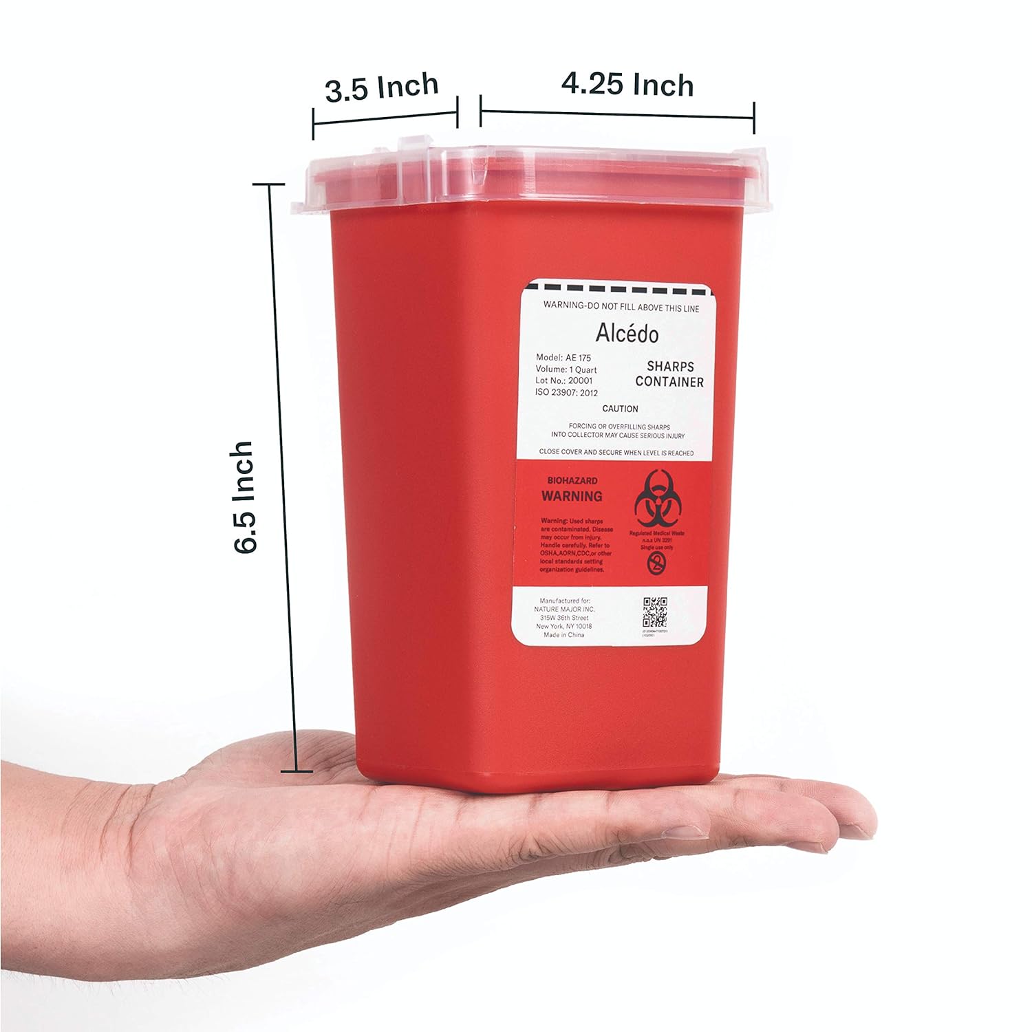 Alcedo Sharps Container for Home Use and Professional 1 Quart (3-Pack) | Biohazard Needle and Syringe Disposal | Small Portable Container for Travel: Industrial & Scientific