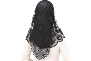 Bozidol Triangle Catholic Chapel Mantilla Veils - Short Camellia Embroidery Latin Mass Scarf Church Lace Veil with Gift Box