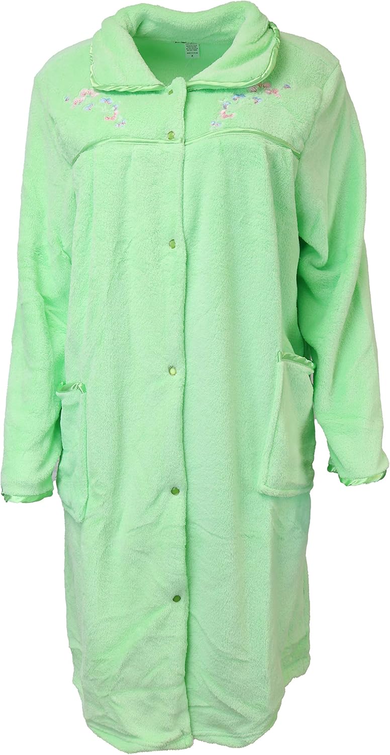 Women's Plush Fleece Snap Front Duster Robe with Pockets Amazon.in