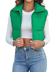 Kissonic Women's Winter Puffer Vest Stand Collar
