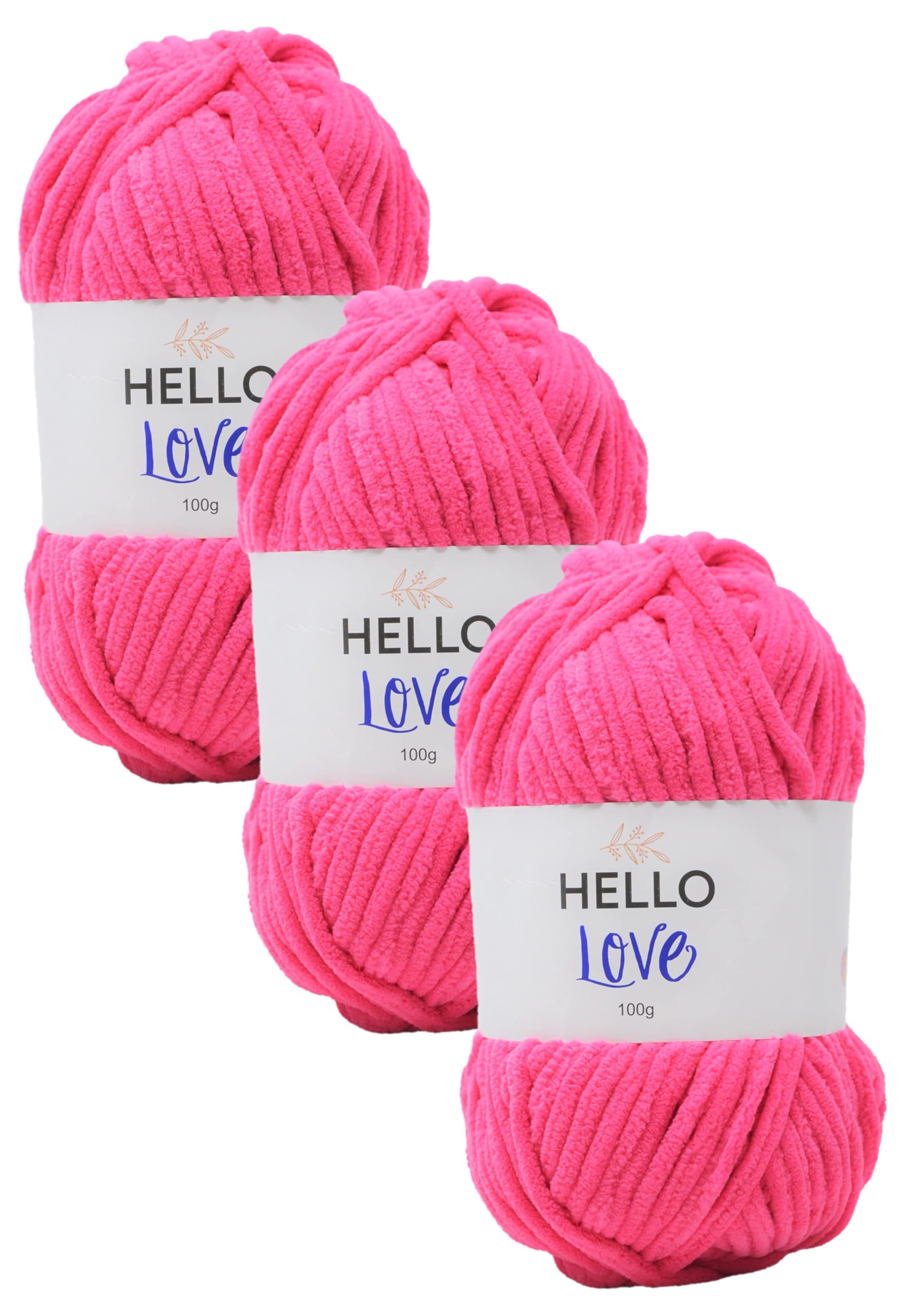 Hello Love Yarn, Pinkie Pink, 100g (Pack of 3)