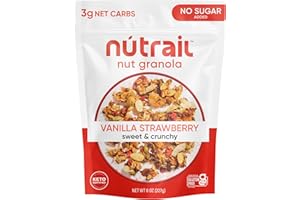 NuTrail Nut Granola Cereal, Vanilla Strawberry, No Sugar Added, Keto, Low Carb, Gluten Free, Grain Free, Healthy Breakfast 8 oz. 1 Count