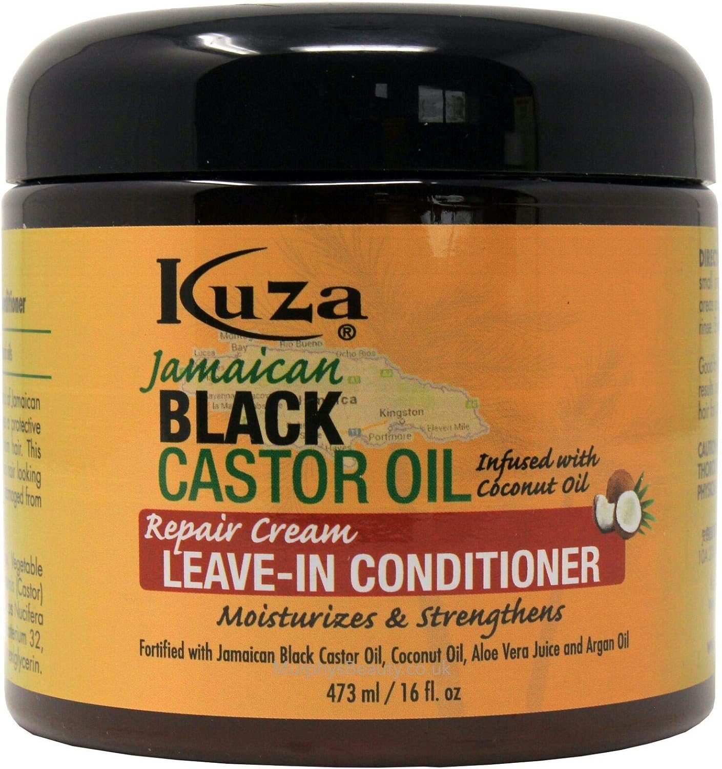 Kuza Naturals Jamaican Black Castor Oil Repair Cream Leave in Conditioner 473 ml, 236.5 ml (Pack of 2)