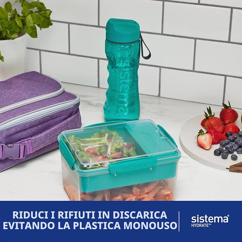 Hydrate Tritan Active Sports Water Bottle | 800 ml | Borraccia a prova di perdite | Senza BPA | Ocean Blue e Minty Teal | 2 pezzi