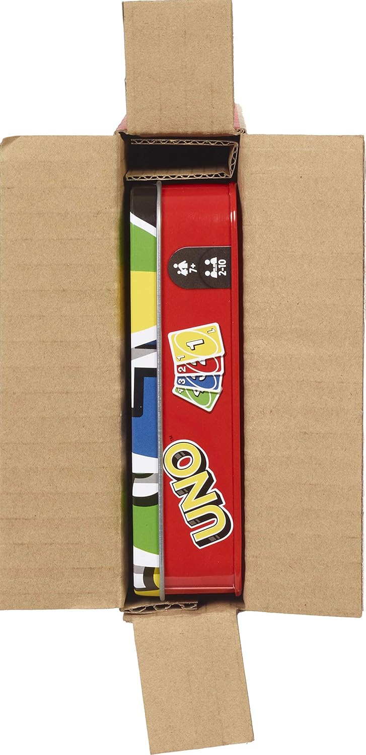 UNO Family Card Game, with 112 Cards in a Sturdy Storage Tin, Travel-Friendly, Makes a Great Gift for 7 Year Olds and Up [ Exclusive]: Toys & Games