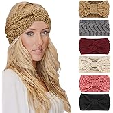 DRESHOW Winter Knit Chunky Headbands for Women Crochet Turban Knitted Ear Warmer Fashion Head Wrap 6 Pack