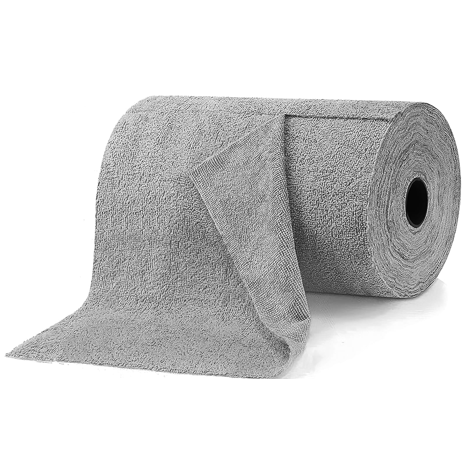 Disposable Microfiber Cleaning Cloth Roll - 2 Rolls Reusable Hand Tear Cloth for Kitchen and All Purpose Hand Towel - 40 Count Total (Gray)