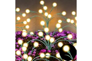 Kifiray 6 Packs Solar Garden Lights, New Upgraded Leaf Design 60 LED Solar Firefly Lights, Waterproof Solar Landscape In-Ground Path Lights Outdoor Decorations for Patio Yard Garden, Warm White