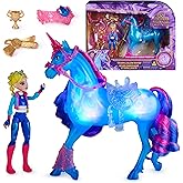 Unicorn Academy Train &amp; Glow River &amp; Isabel, Dolls &amp; Unicorn Toys, Ages 4+ | Poseable Figure, Unicorn with Lights &amp; Sounds, 3 Storytelling Accessories, Recreate Show Moments, Birthday Gifts for Girls