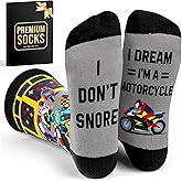Motorcycle Socks For Men - Unique Motorcycle Gifts For Men, Cool And Funny Socks 'I Don't Snore I Dream I'm A motorcycle', Ideal For Racing Enthusiasts, Great Stocking Stuffers For Motorcycles Lovers