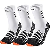 TENYSAF Compression Crew Running Socks: Athletic Socks for Men Women with Cushion,3 Pairs Work Hiking Basketball Sport Socks