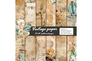 YASMEN Scrapbook Paper Pad 12x12, Vintage Patterned Cardstock, Single-Sided Decopodge, Retro Decorative Craft Paper, Scrapbooking Junk Journal Gift Card Making Supplies - 24 Sheets