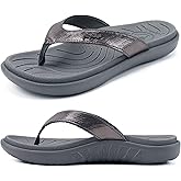 jiajiale Womens Fashion Orthotic Flip Flops Ladies Slip On Lightweight Comfortable Thick Cushion Yoga Mat Thong Sandals With Plantar Fasciitis Arch Support