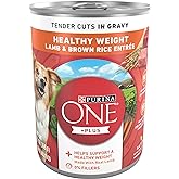 Purina ONE Plus Tender Cuts in Gravy Healthy Weight Lamb and Brown Rice Entree in Wet Dog Food Gravy - (Pack of 12) 13 oz. Cans