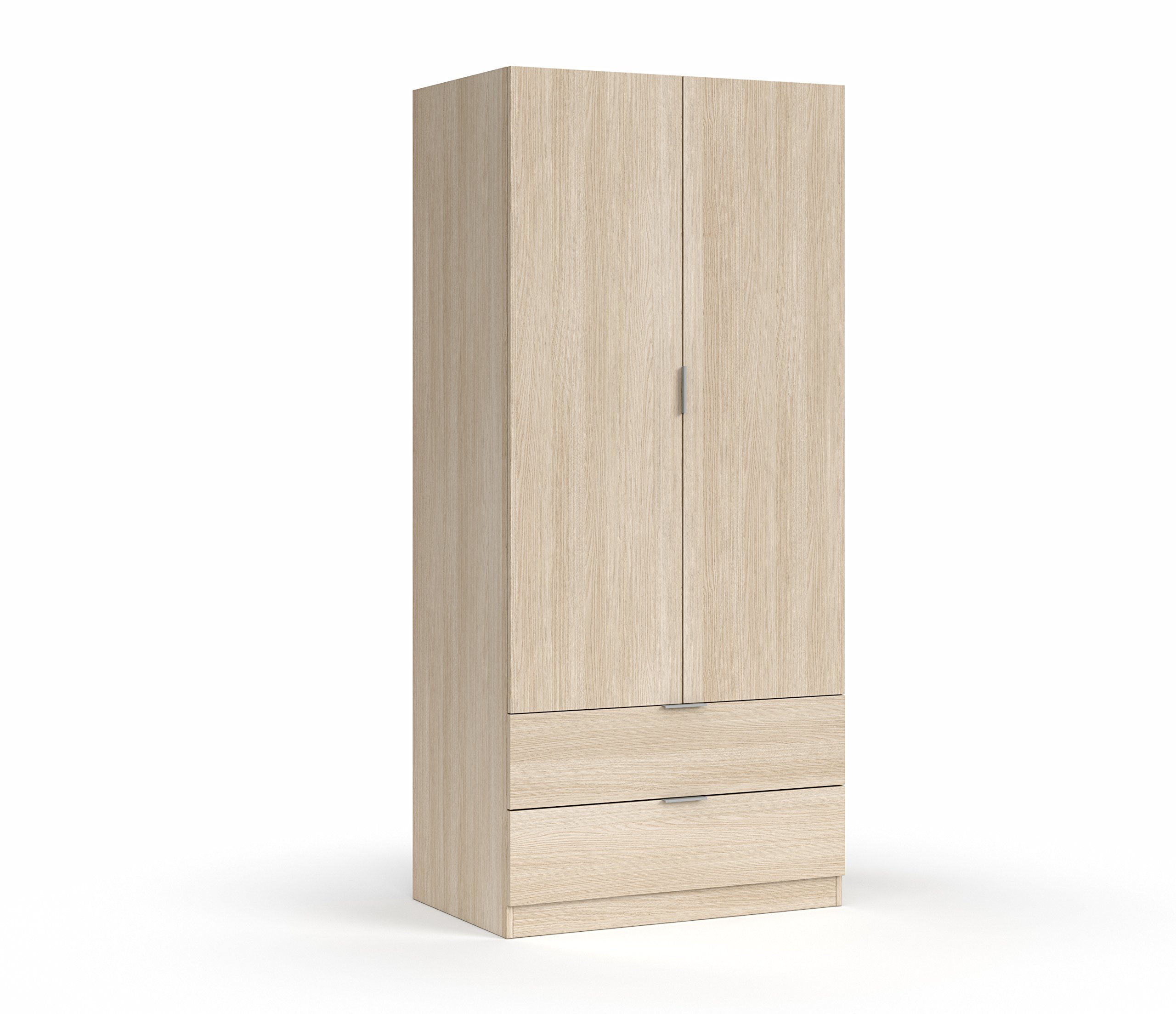 Habitdesign-Armario-de-2-Puertas-y-2-cajones-Acabado-en-Color-Roble-Medidas-81-cm-Ancho-x-180-cm-Alto-x-52-cm