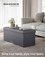 SONGMICS MAZIE Collection Storage Ottoman Bench 110 cm Slate Grey LSF070G20 view 2